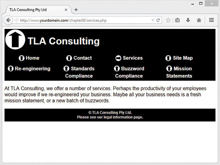 Screenshot shows the service page of TLA Consulting.