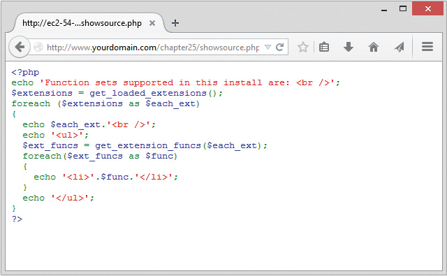 The show_source() function is displayed in a screenshot.