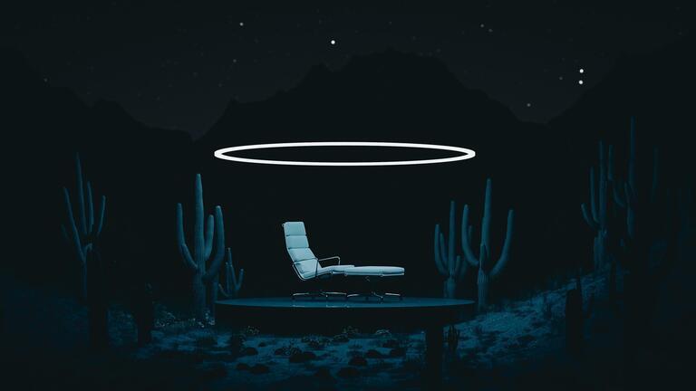 cached/dharmx_walls/abstract/a_chair_on_a_platform_with_a_halo_above_it.jpg
