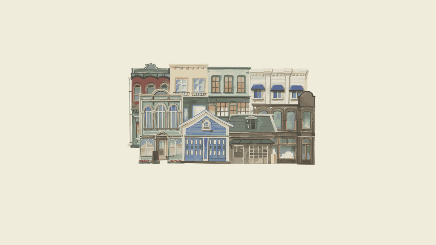 cached/dharmx_walls/abstract/a_group_of_buildings_with_blue_awnings.png