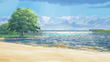 cached/dharmx_walls/anime/a_beach_with_a_bridge_and_trees.jpg