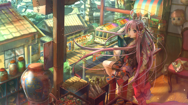 cached/dharmx_walls/anime/a_cartoon_of_a_girl_with_long_pink_hair_sitting_on_a_balcony.png