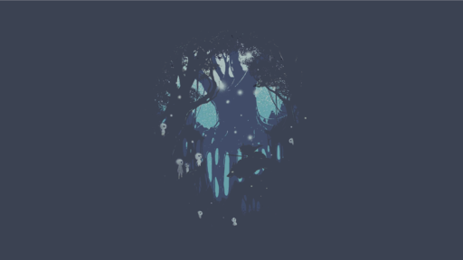 cached/dharmx_walls/anime/a_cartoon_of_a_scary_face_with_a_ghost_in_the_woods.png