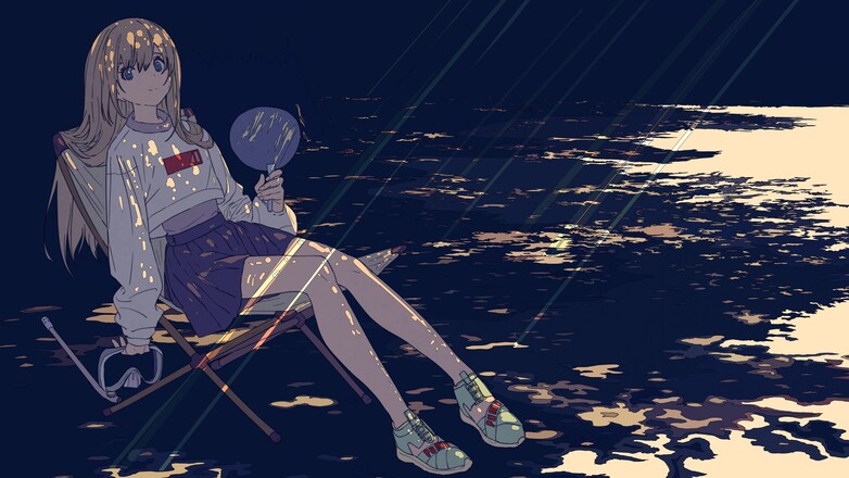 cached/dharmx_walls/anime/a_cartoon_of_a_woman_sitting_in_a_chair_with_a_paddle.jpg