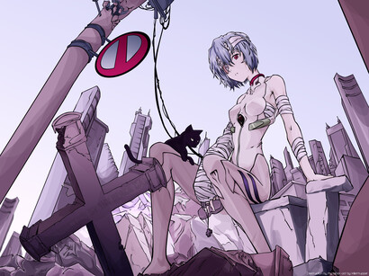 cached/dharmx_walls/anime/a_cartoon_of_a_woman_sitting_on_a_building_with_a_cat_on_a_leash.jpg