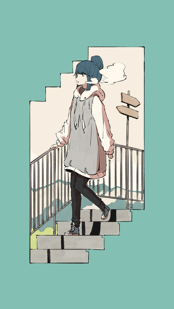 cached/dharmx_walls/anime/a_cartoon_of_a_woman_walking_up_stairs.jpg