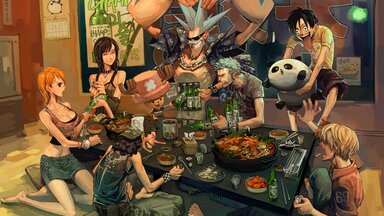 cached/dharmx_walls/anime/a_cartoon_of_people_around_a_table_with_food_and_drinks.jpg