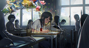 cached/dharmx_walls/anime/a_girl_sitting_at_desks_in_a_classroom_with_flowers_flying_out_of_her_head.jpg