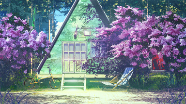 cached/dharmx_walls/anime/a_house_with_a_lawn_chair_and_a_bicycle.jpg