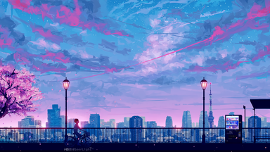 cached/dharmx_walls/anime/a_person_on_a_bicycle_on_a_railing_with_a_city_in_the_background.png