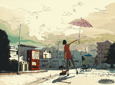 cached/dharmx_walls/anime/a_woman_holding_an_umbrella_and_standing_on_a_sidewalk.png