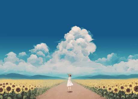 cached/dharmx_walls/anime/a_woman_standing_on_a_road_with_sunflowers.png