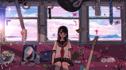 cached/dharmx_walls/chillop/a_cartoon_of_a_girl_sitting_on_a_bed_with_a_guitar.png