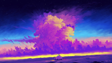 cached/dharmx_walls/digital/a_car_on_a_road_with_purple_clouds_in_the_sky.png