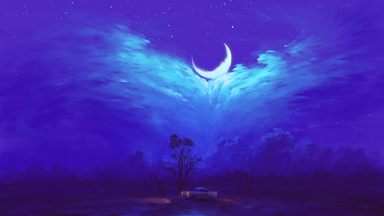 cached/dharmx_walls/digital/a_car_parked_in_a_field_with_trees_and_a_crescent_moon_in_the_sky.png