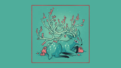 cached/dharmx_walls/fauna/a_cartoon_of_a_deer_with_coral_branches.png