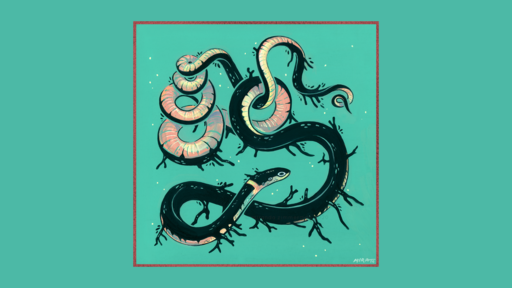 cached/dharmx_walls/fauna/a_drawing_of_snakes_on_a_blue_background.png