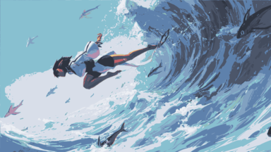 cached/dharmx_walls/nord/a_cartoon_of_a_woman_diving_into_a_large_wave.png