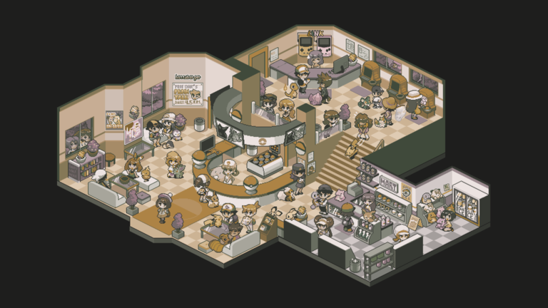 cached/dharmx_walls/poly/a_cartoon_of_a_room_with_people_and_a_black_background.png