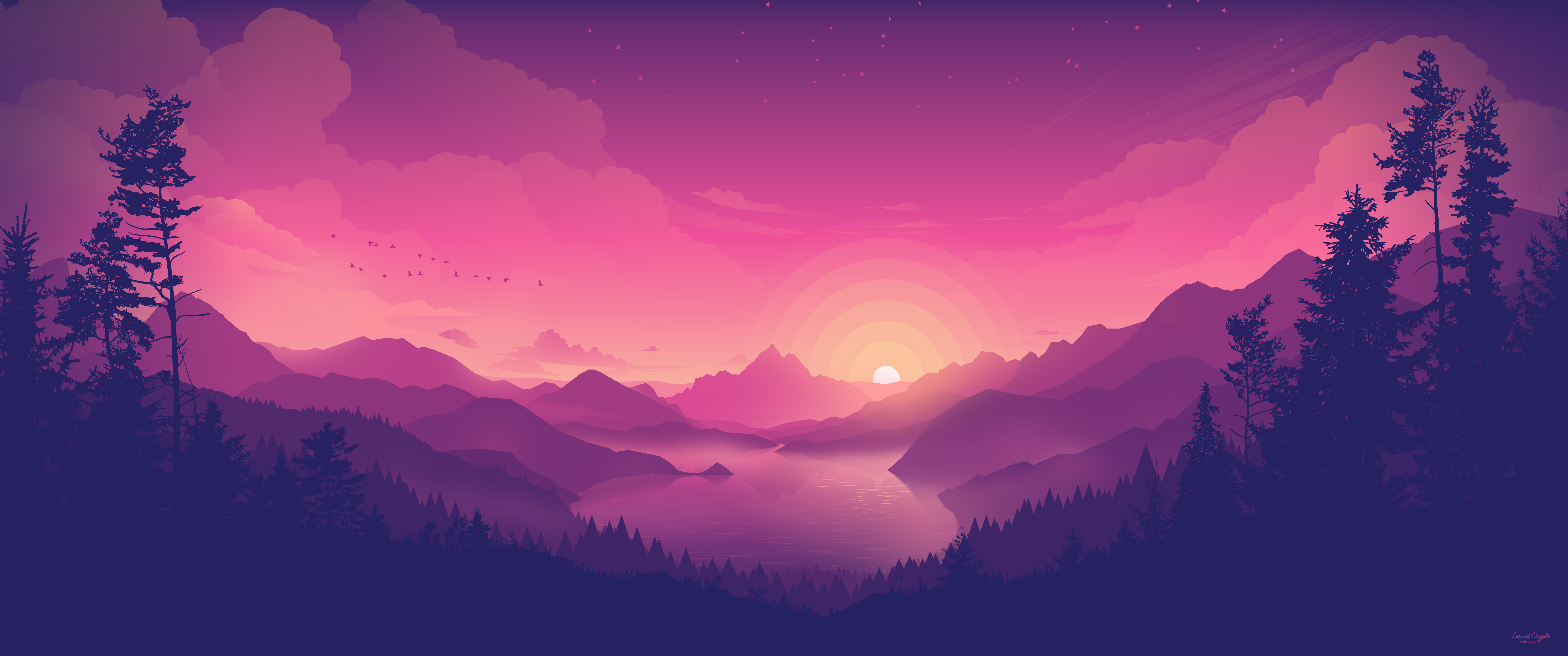 hyprdots/Rose-Pine/lakeside_sunset.png